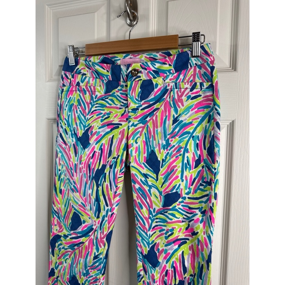 Lilly Pulitzer Kelly Skinny Ankle Pants in Indigo Palm Reader Size 0 - Picture 3 of 6